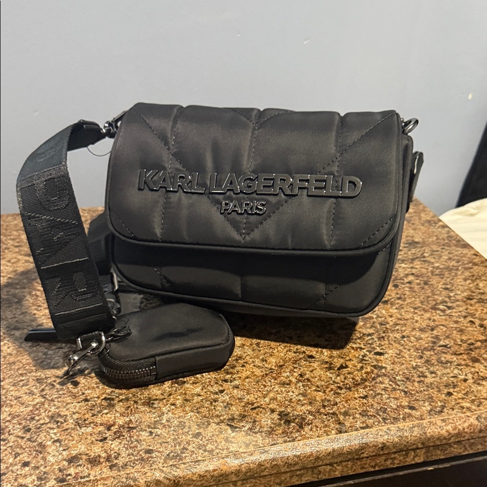 Karl Lagerfeld Quilted Black Messenger Bag